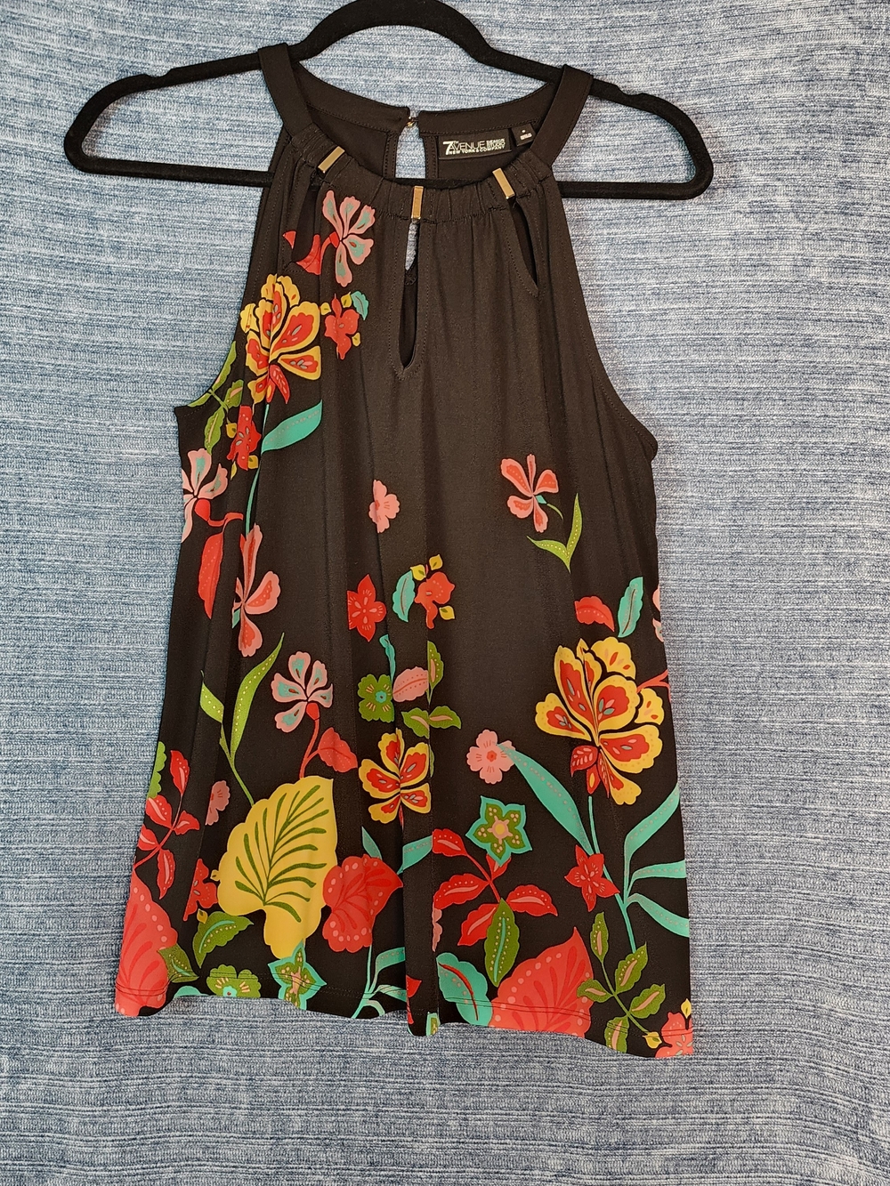 Zac & Rachel Black Floral Halter-Style Camisole
